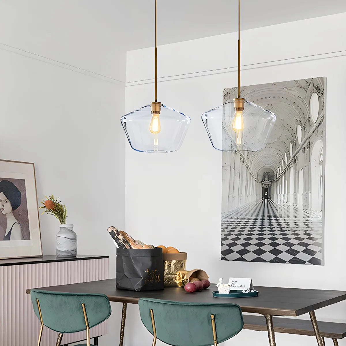 flairel Hailie Clear Glass Pendant Light for Kitchen