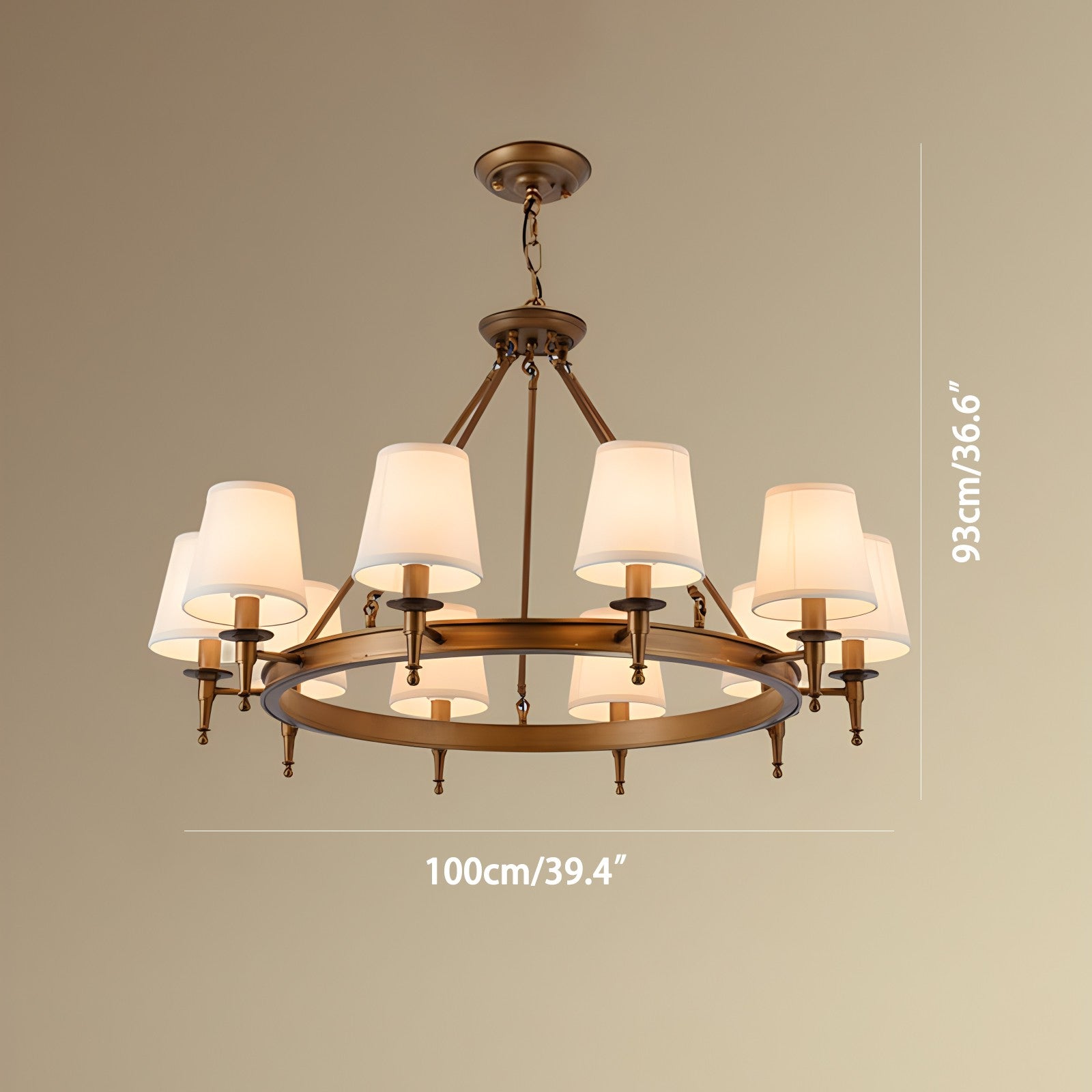 flairel Vintage Ring Metal Fabric Chandelier