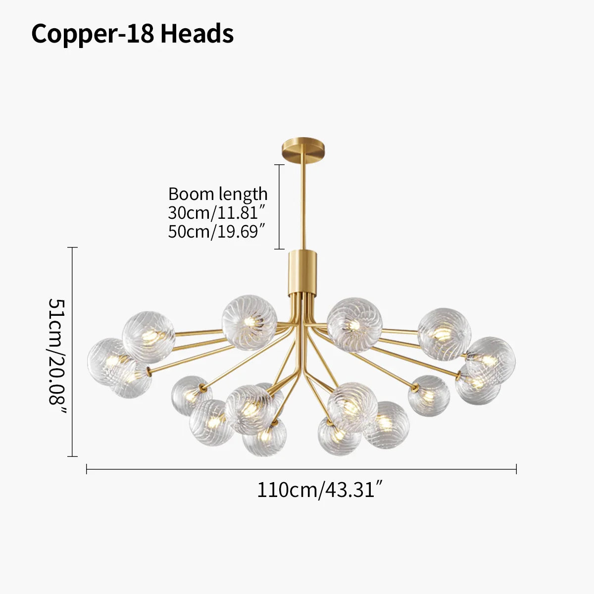 flairel All Copper Magic Bean Glass Chandelier