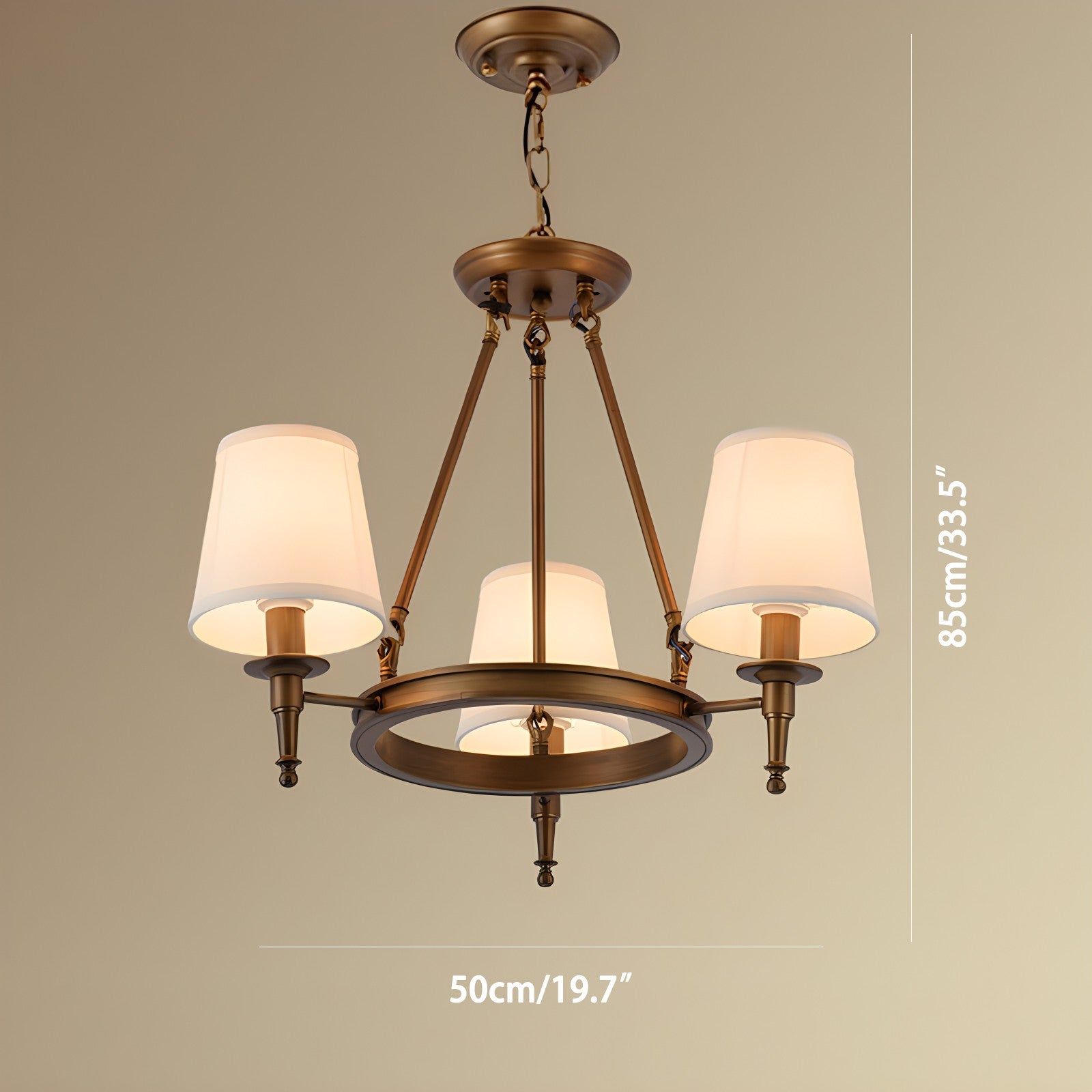 flairel Vintage Ring Metal Fabric Chandelier