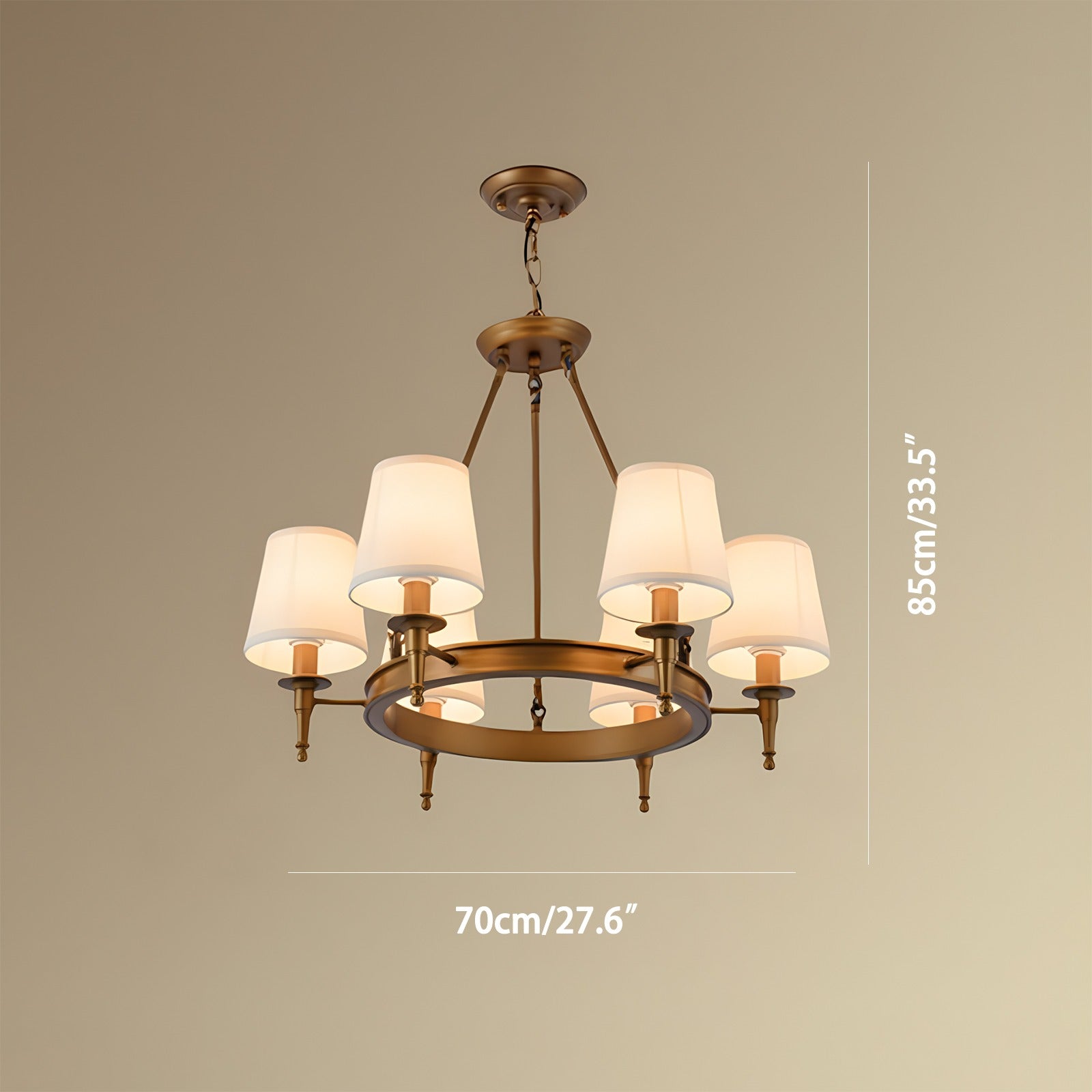 flairel Vintage Ring Metal Fabric Chandelier