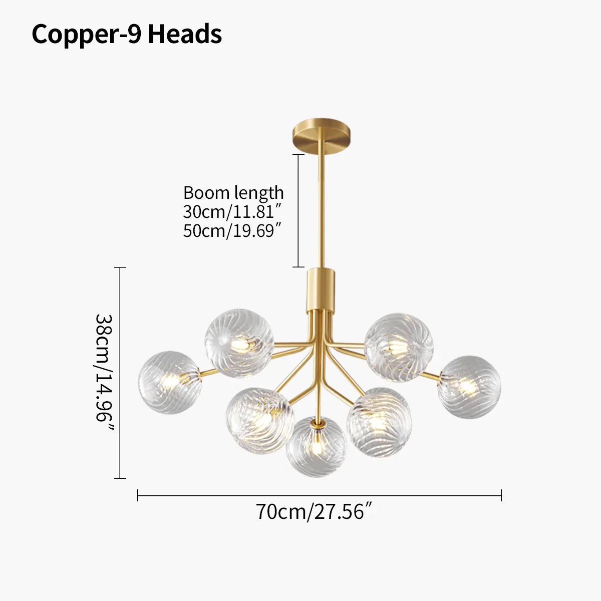 flairel All Copper Magic Bean Glass Chandelier