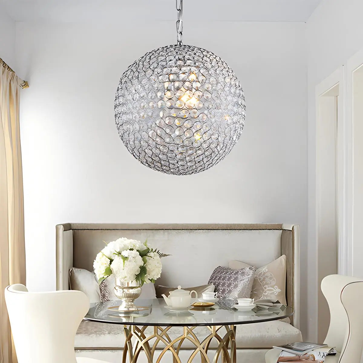 flairel Creative Crystal Ball Chandelier for Dining Room