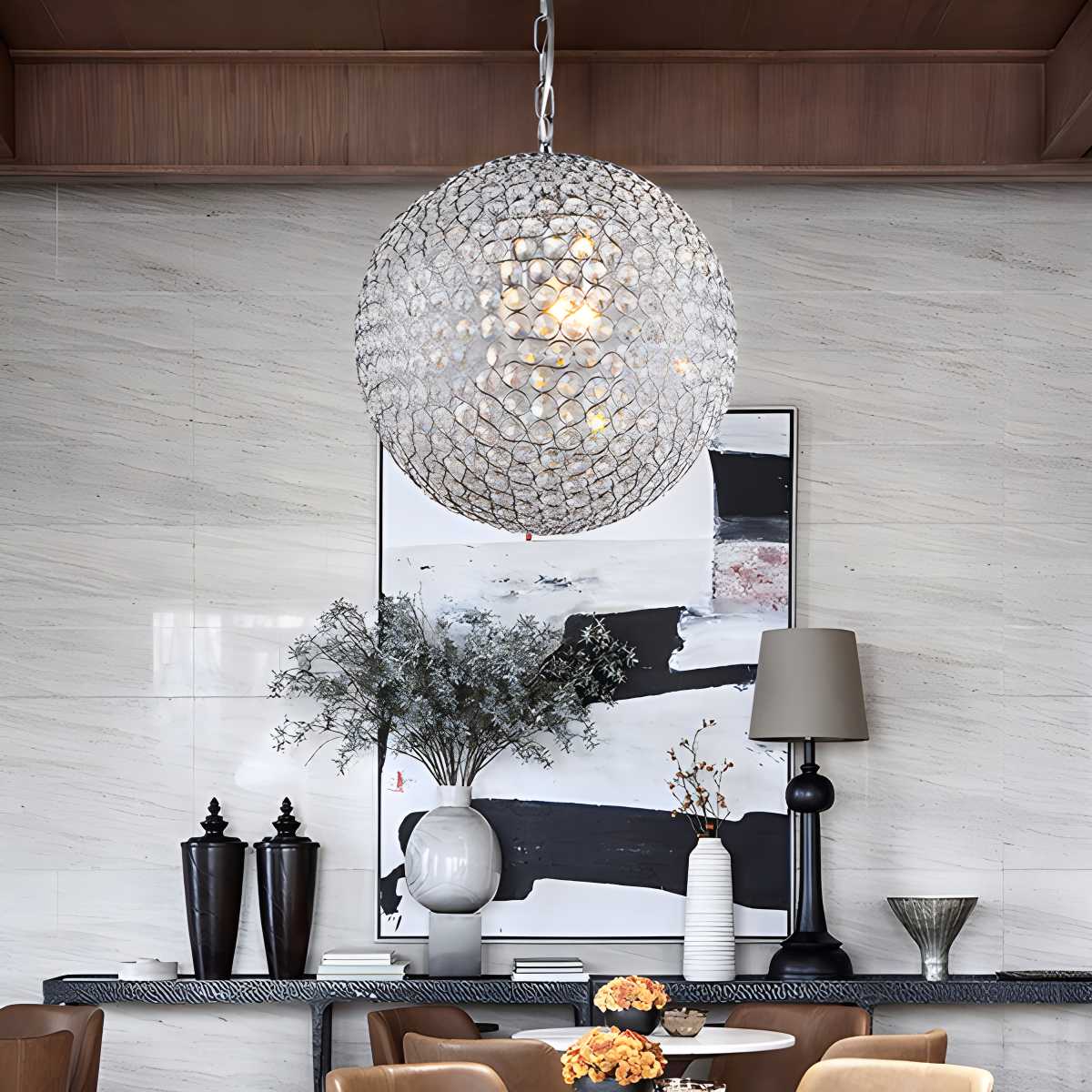 flairel Creative Crystal Ball Chandelier for Dining Room
