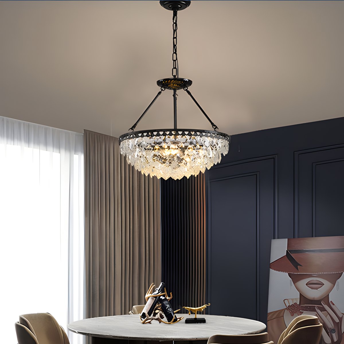 flairel Crown Crystal Led Chandelier