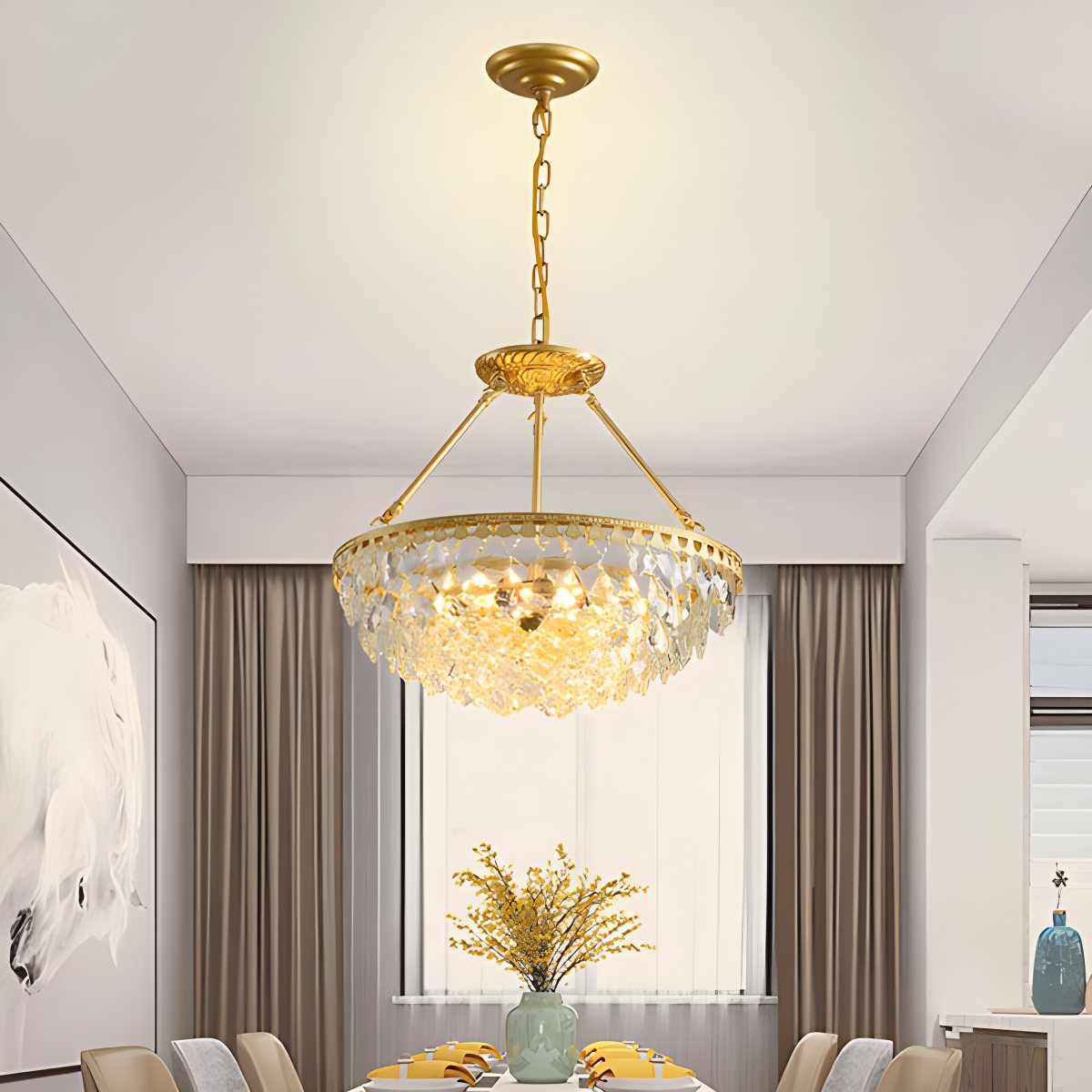 flairel Crown Crystal Led Chandelier