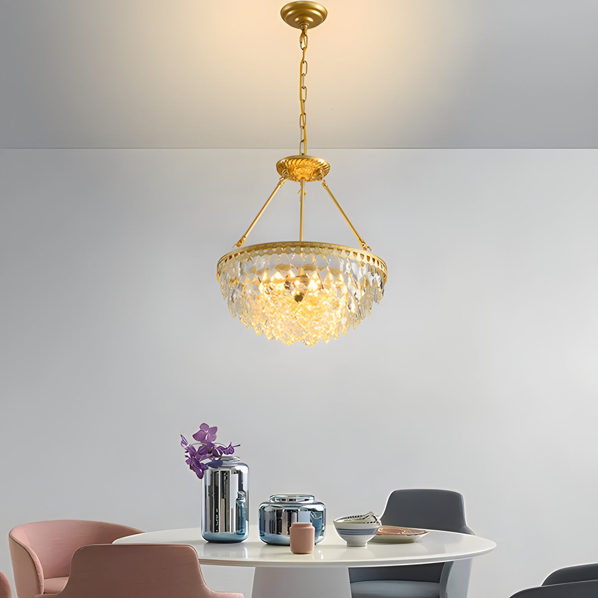 flairel Crown Crystal Led Chandelier