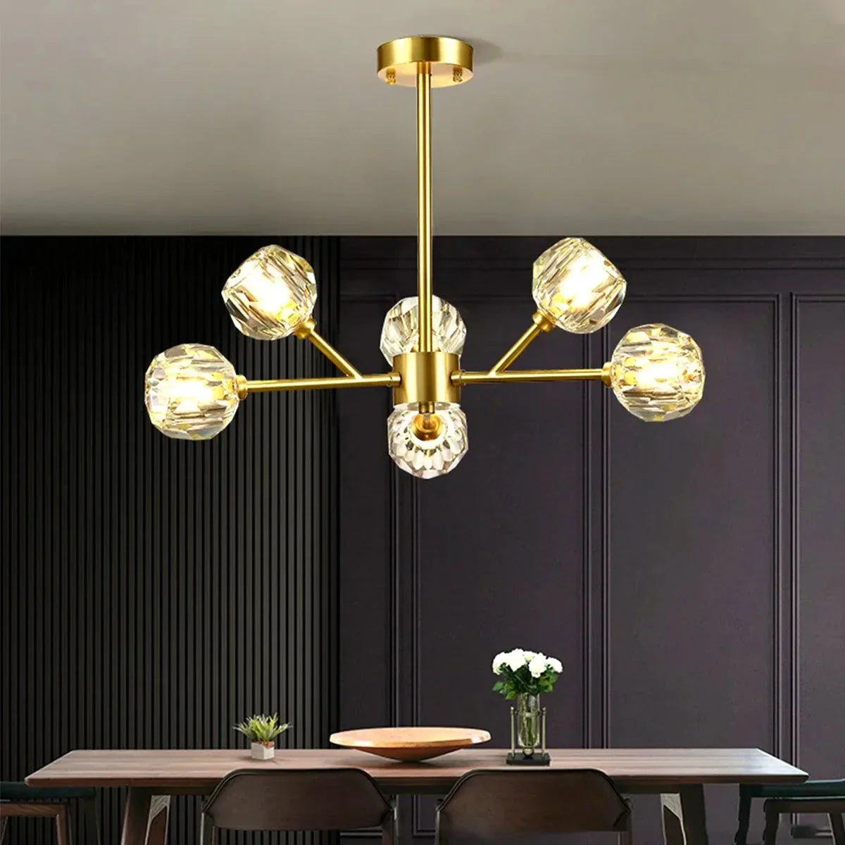 flairel Crystal Ball Round Cluster Chandelier