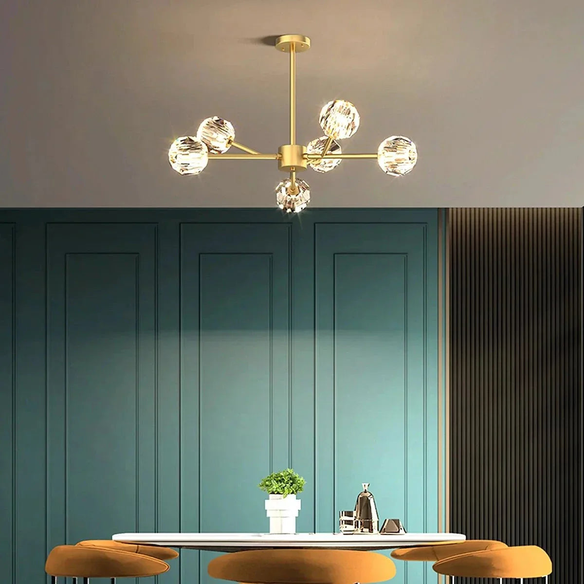 flairel Crystal Ball Round Cluster Chandelier