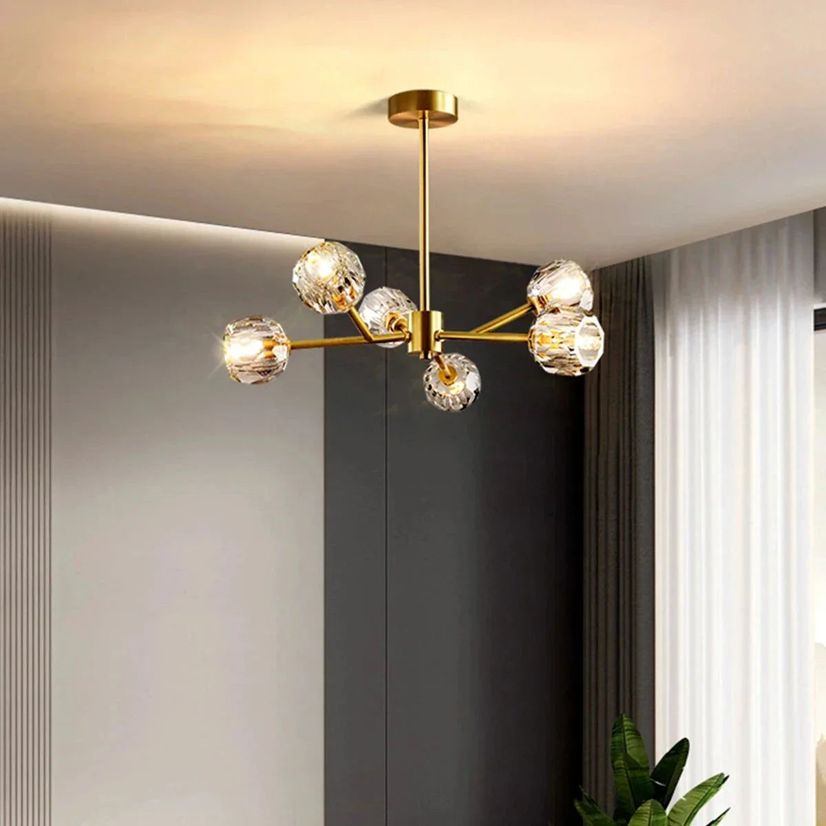flairel Crystal Ball Round Cluster Chandelier