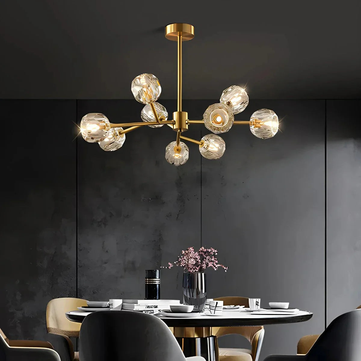 flairel Crystal Ball Round Cluster Chandelier