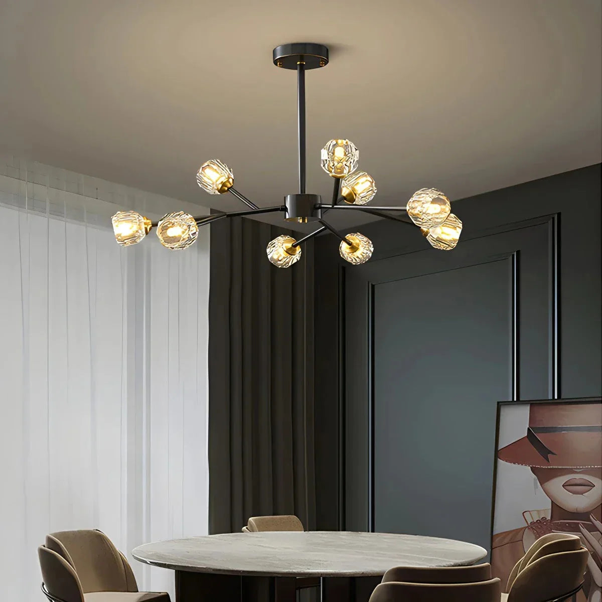 flairel Crystal Ball Round Cluster Chandelier