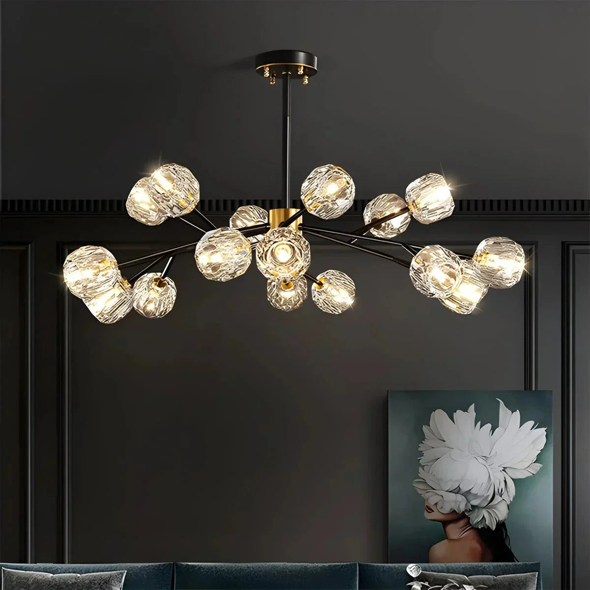 flairel Crystal Ball Round Cluster Chandelier