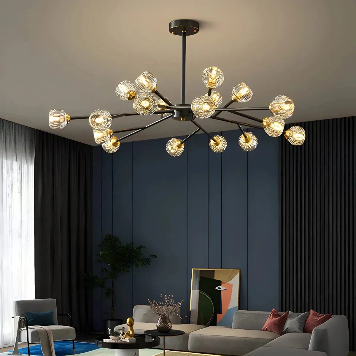 flairel Crystal Ball Round Cluster Chandelier