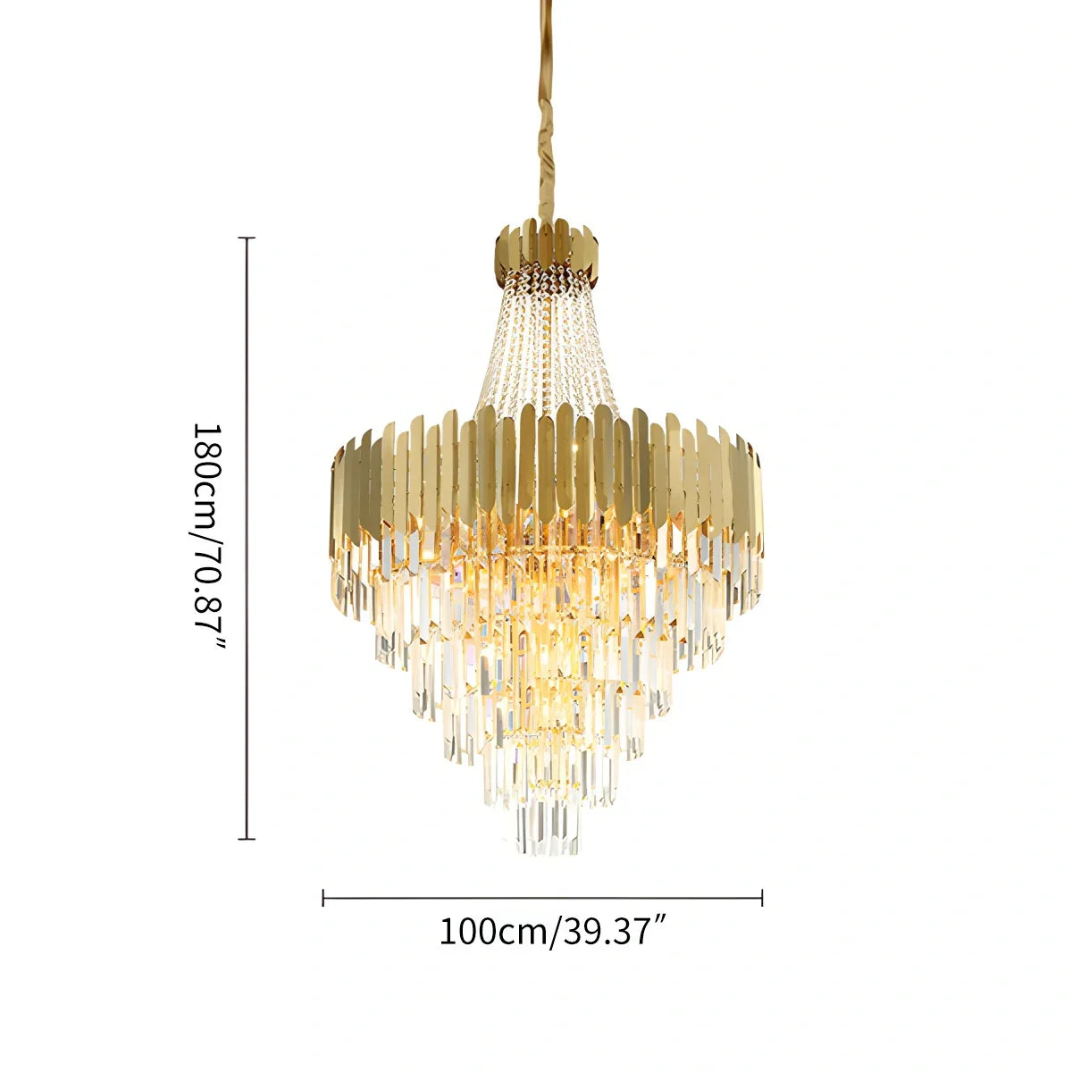 flairel Large Tiered Gold Crystal Chandelier