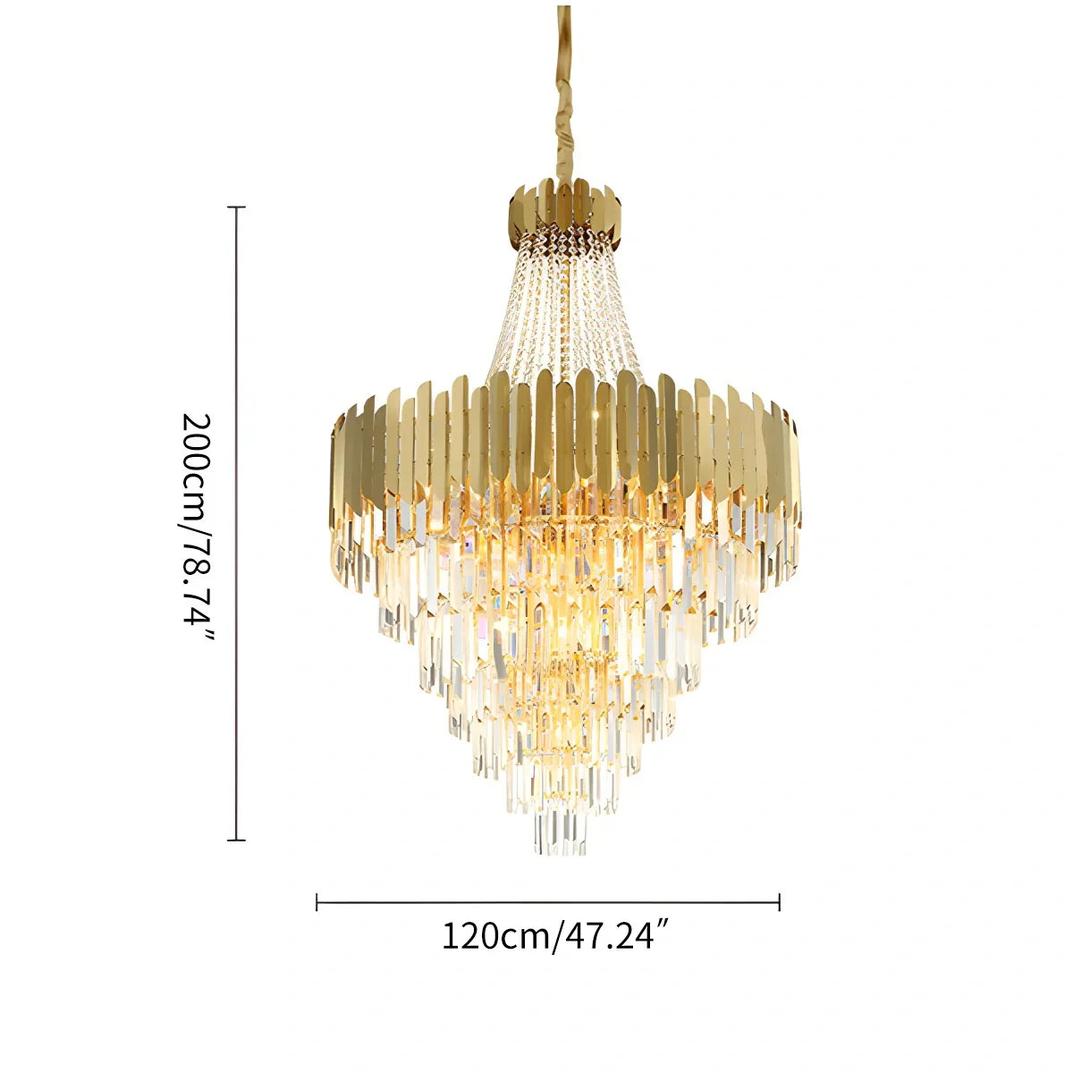flairel Large Tiered Gold Crystal Chandelier