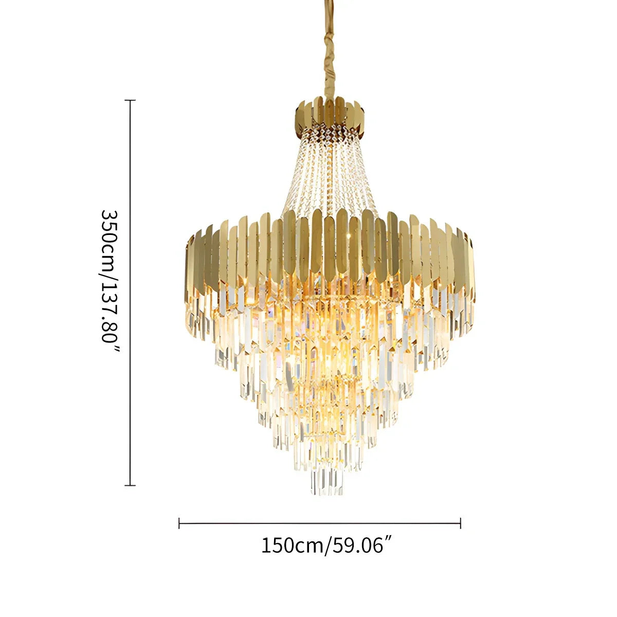 flairel Large Tiered Gold Crystal Chandelier