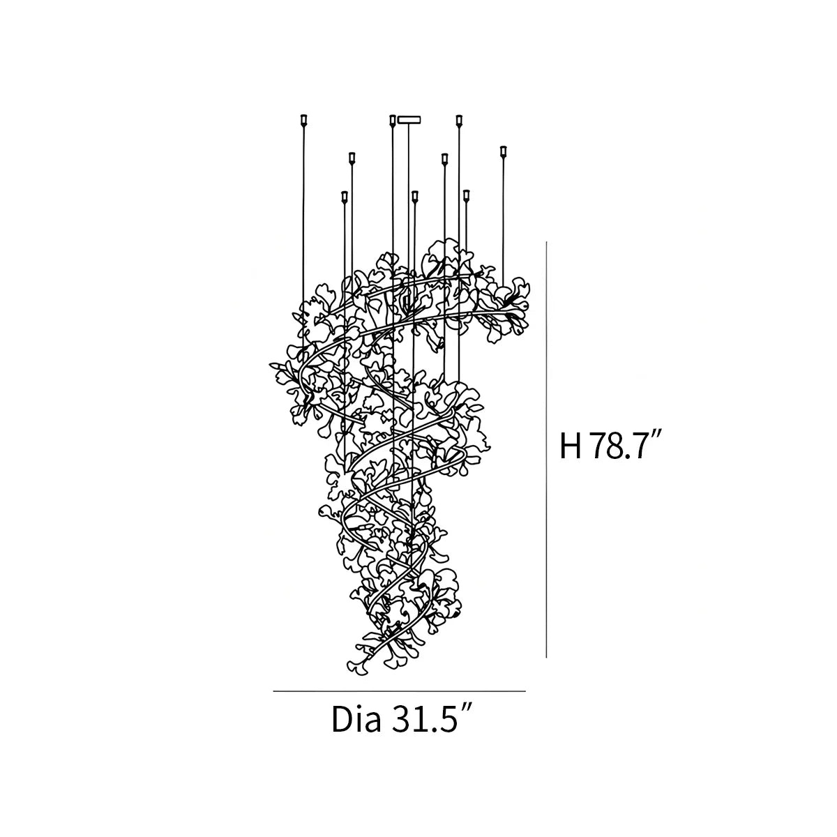 flairel Ginkgo Chandelier Q for High Ceiling