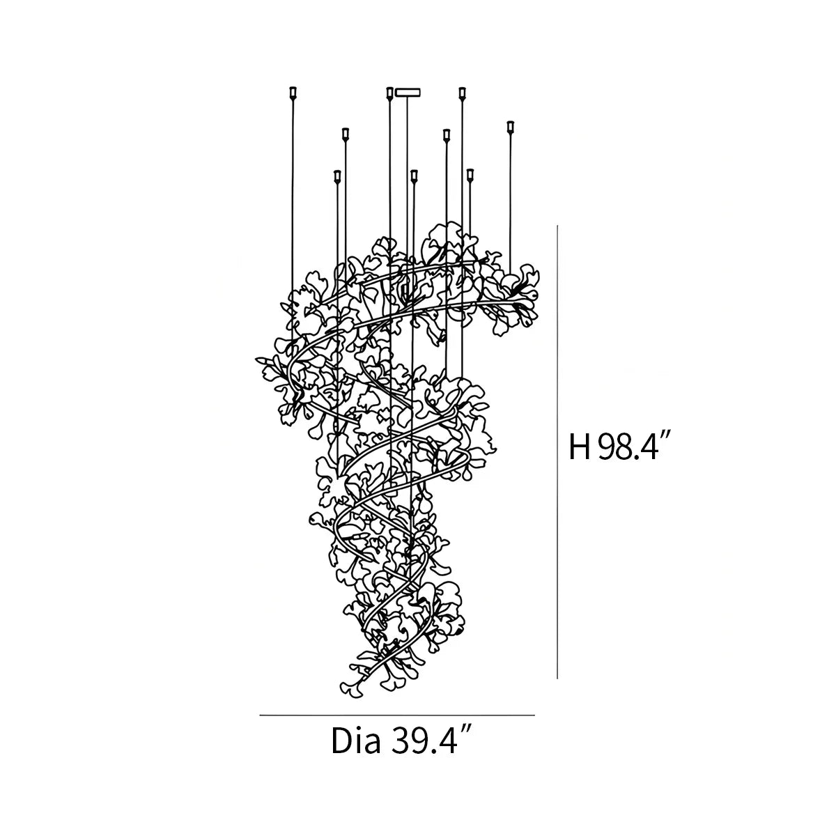 flairel Ginkgo Chandelier Q for High Ceiling