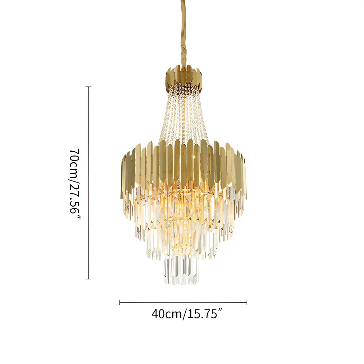 flairel Large Tiered Gold Crystal Chandelier