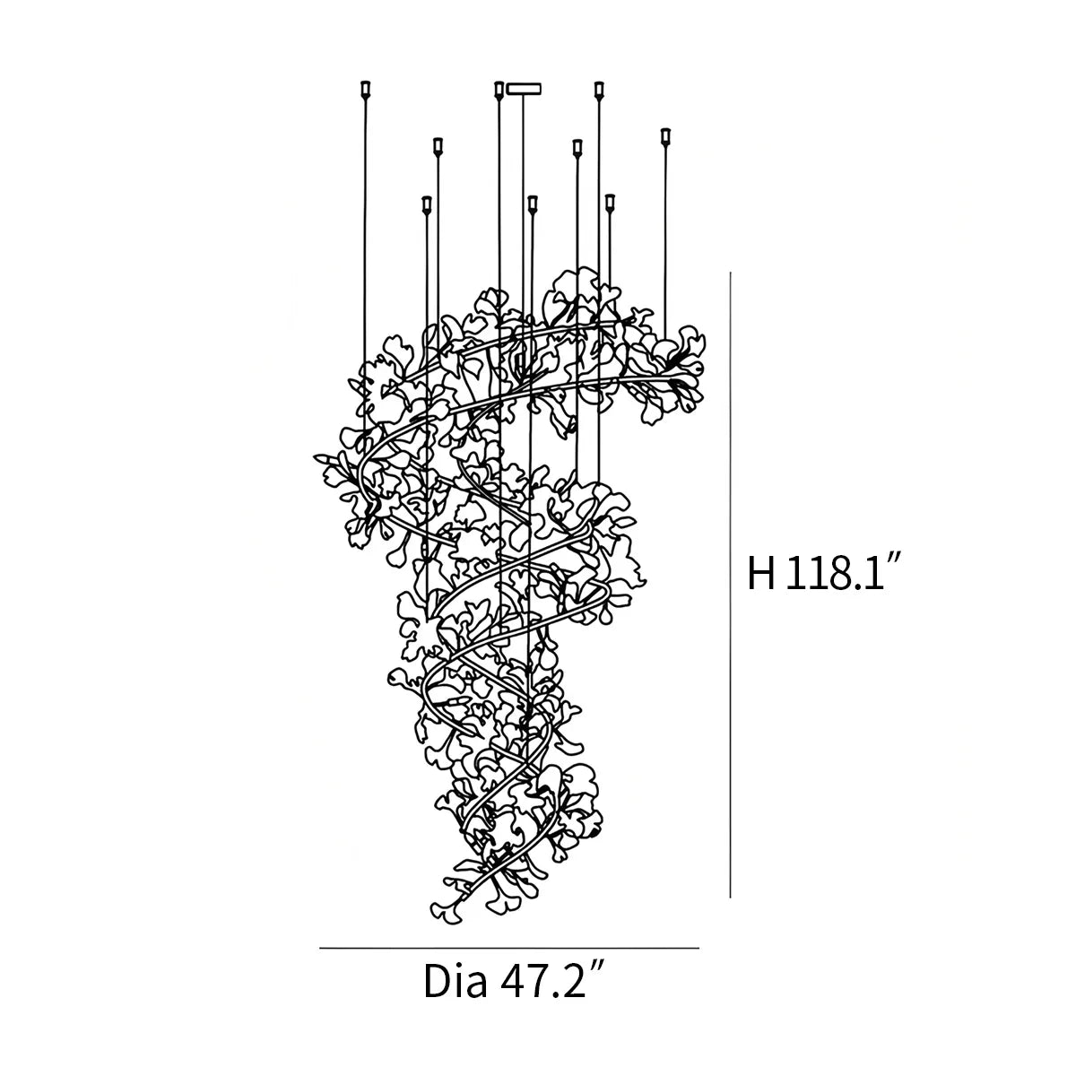 flairel Ginkgo Chandelier Q for High Ceiling