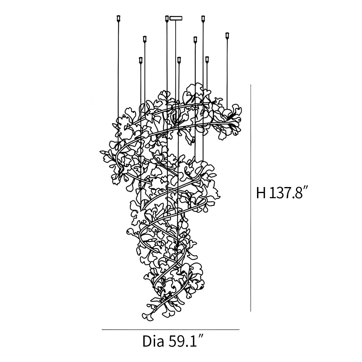 flairel Ginkgo Chandelier Q for High Ceiling
