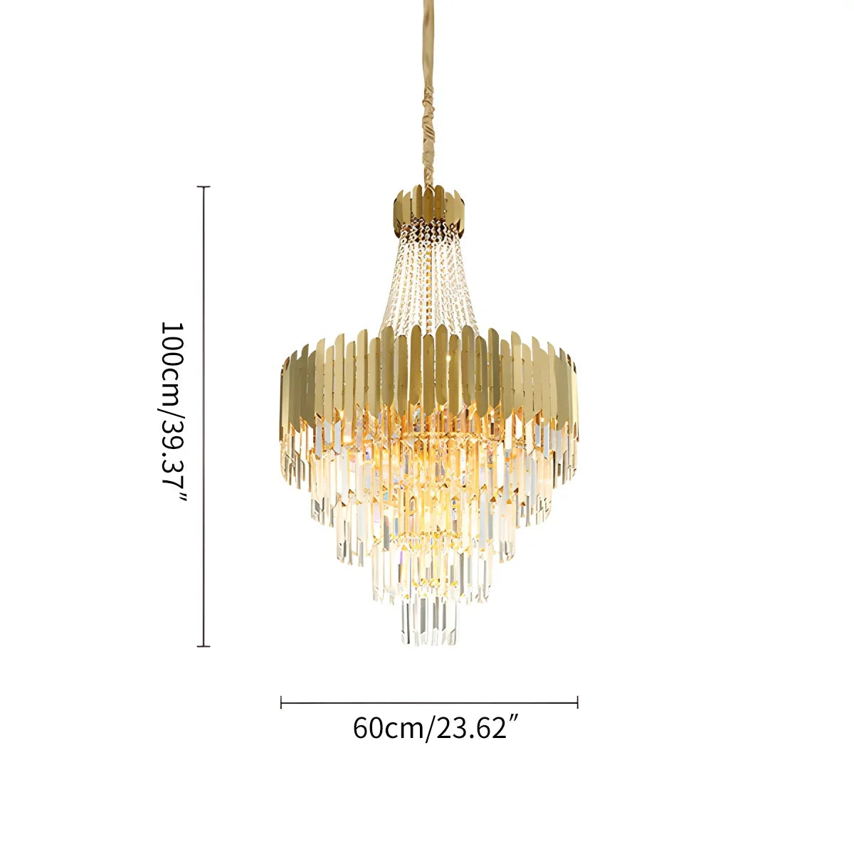 flairel Large Tiered Gold Crystal Chandelier