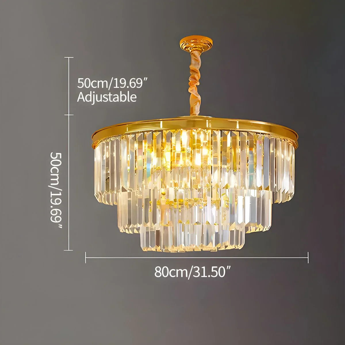 flairel Light Luxury Crystal Chandelier for Living Room