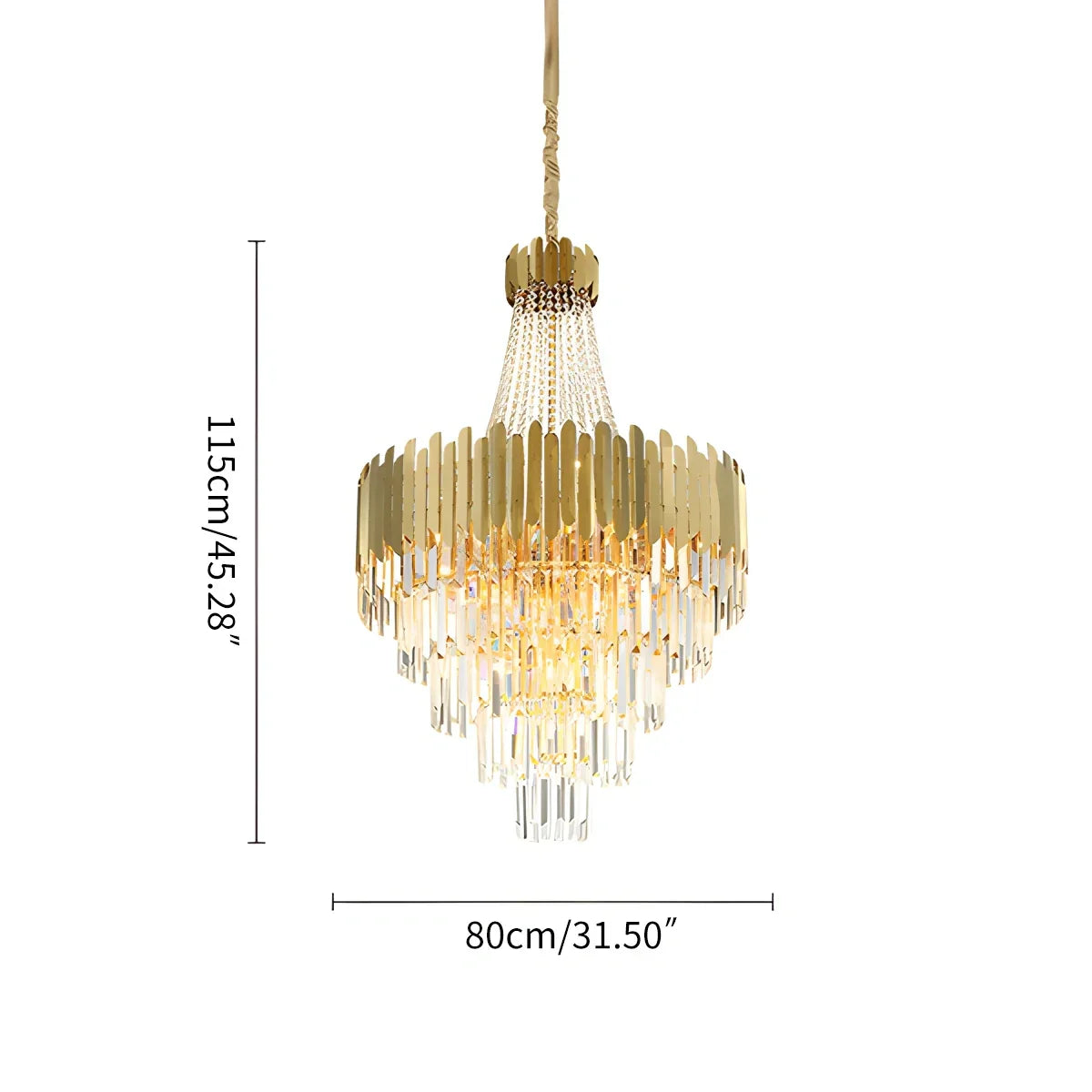 flairel Large Tiered Gold Crystal Chandelier