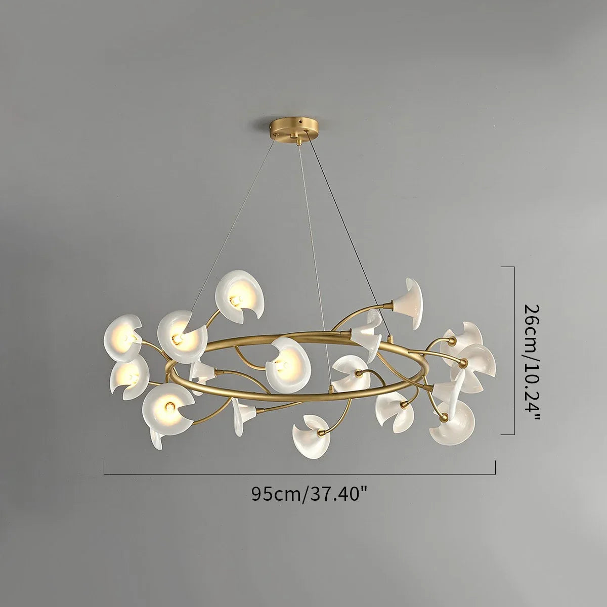 flairel French Luxury Copper Ceramic Flower Chandelier