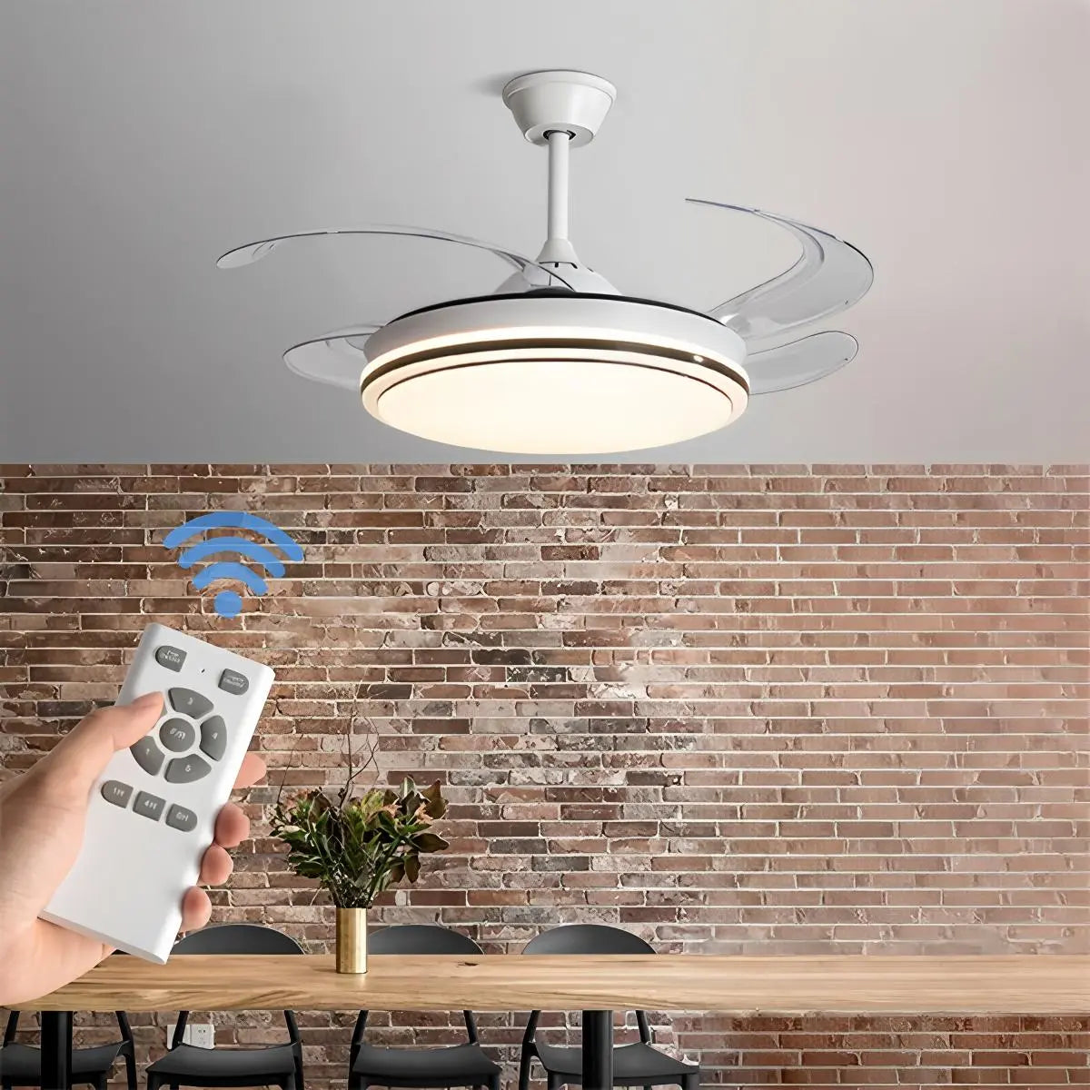 flairel Modern Remote Control Ceiling Fan with LED Light
