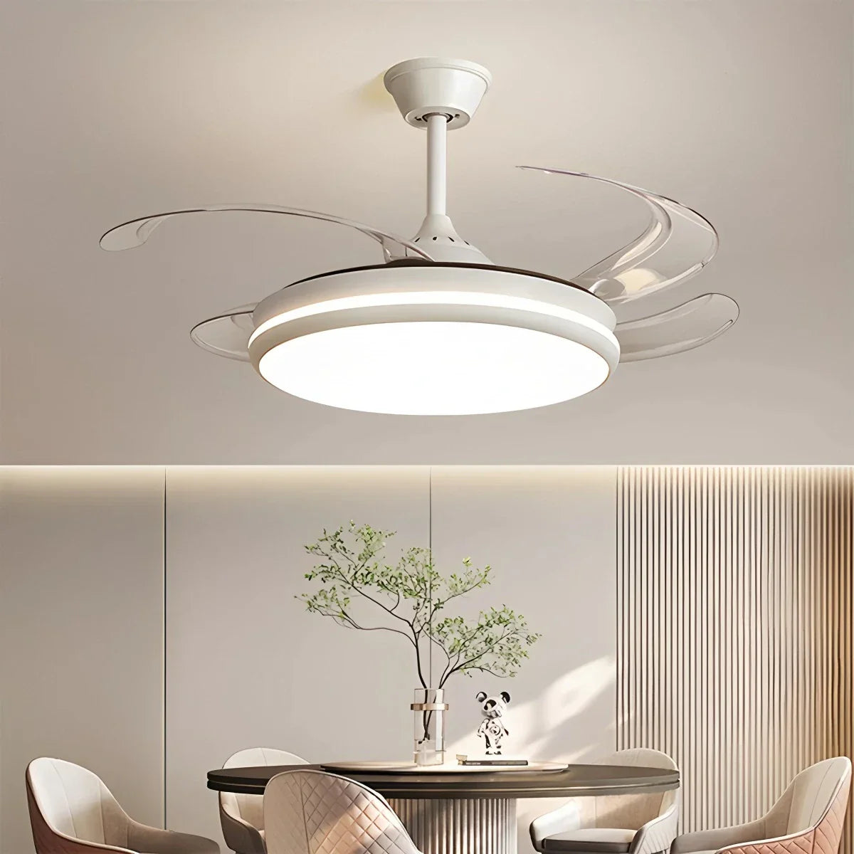flairel Modern Remote Ceiling Fan Light with Clear Blades