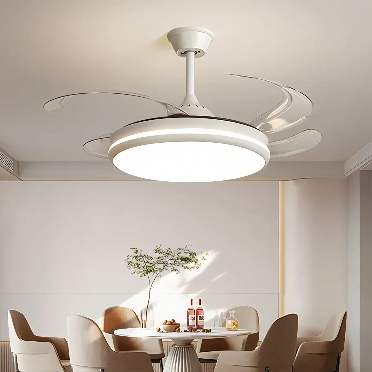 flairel Modern Remote Ceiling Fan Light with Clear Blades