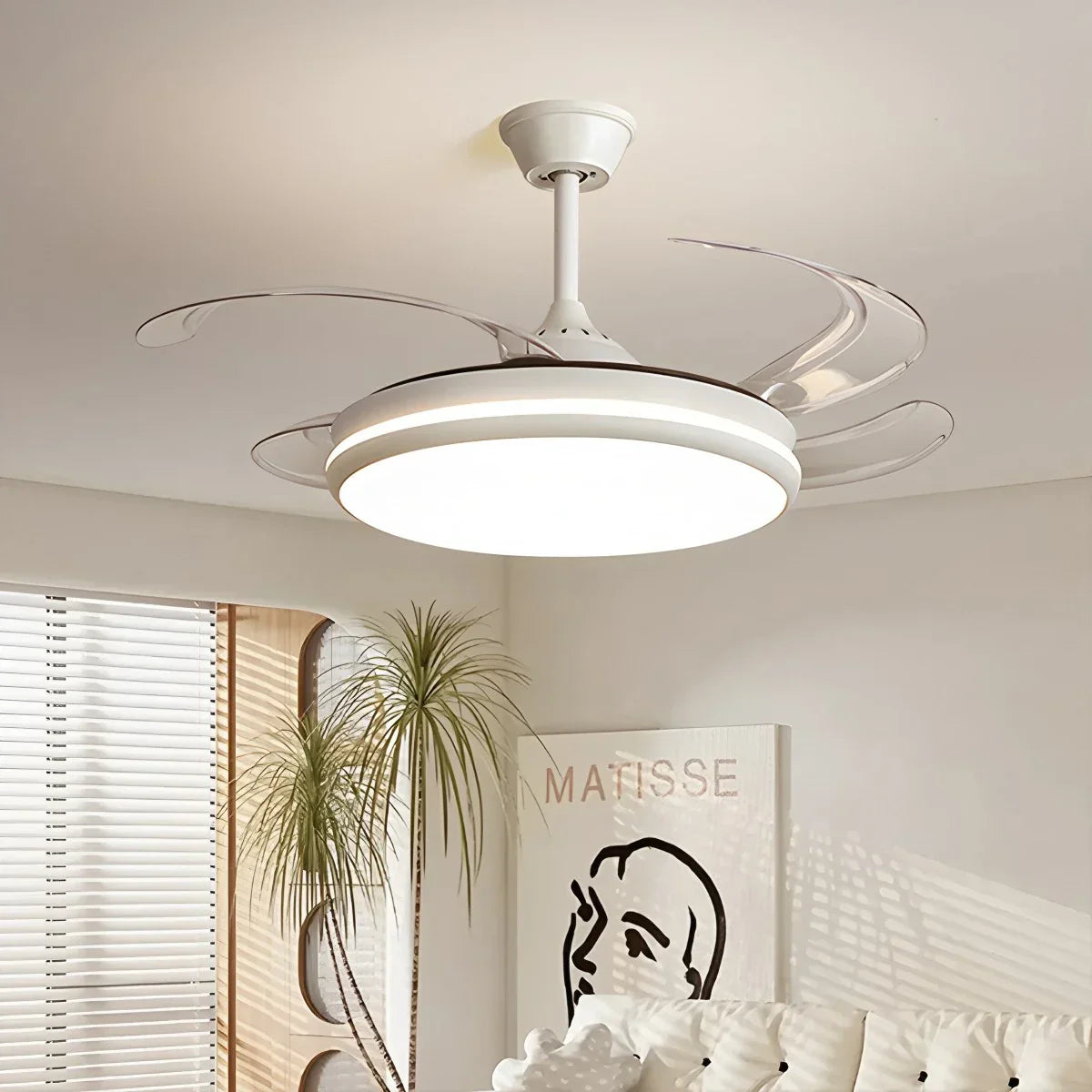 flairel Modern Remote Ceiling Fan Light with Clear Blades