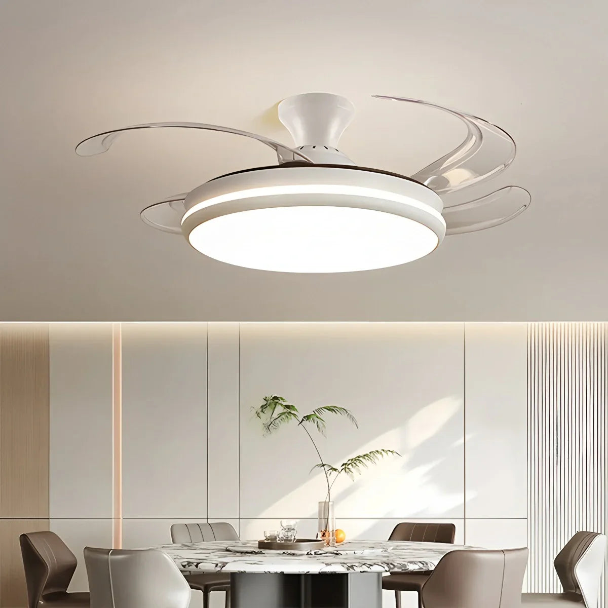 flairel Modern Remote Ceiling Fan Light with Clear Blades