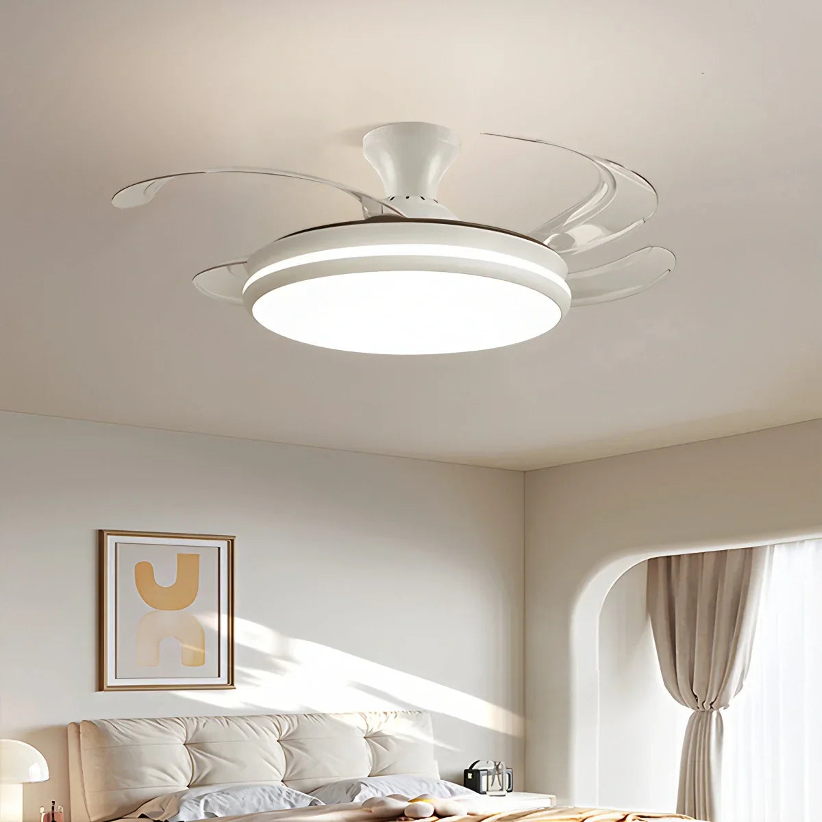 flairel Modern Remote Ceiling Fan Light with Clear Blades