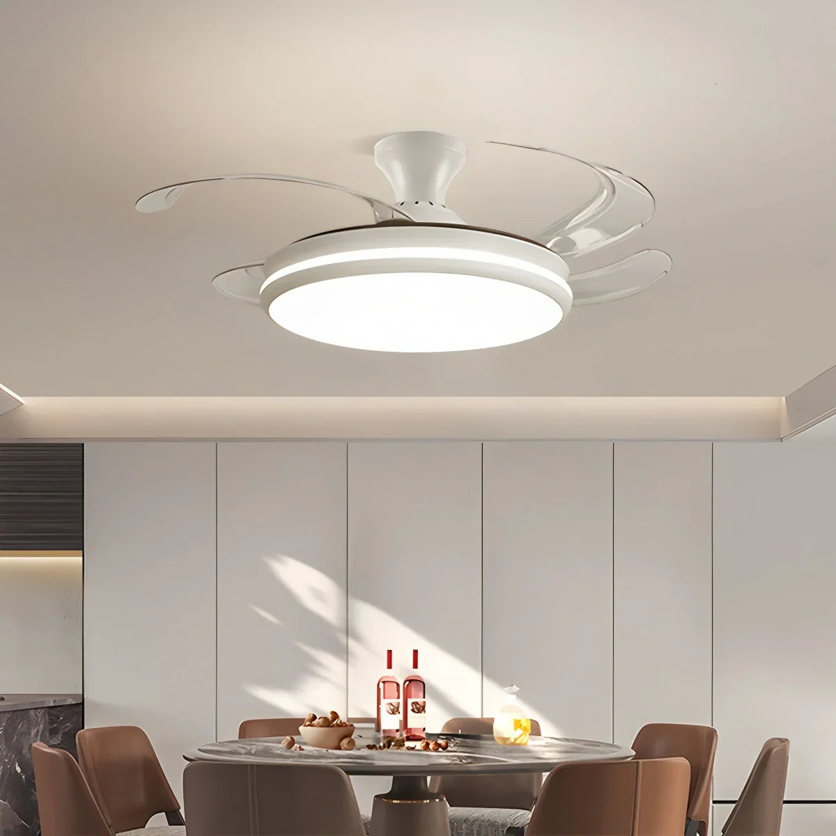 flairel Modern Remote Ceiling Fan Light with Clear Blades