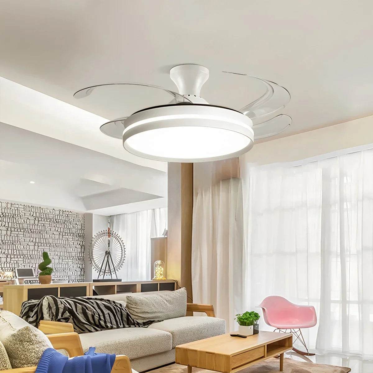 flairel Modern Silent Remote Control Ceiling Fan with Light