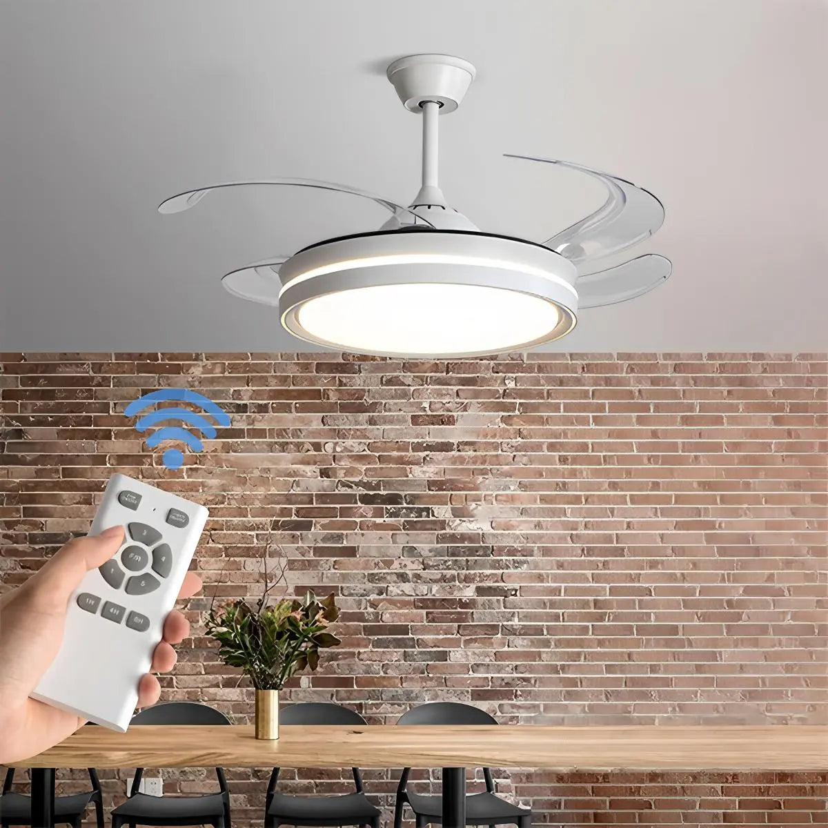 flairel Modern Silent Remote Control Ceiling Fan with Light