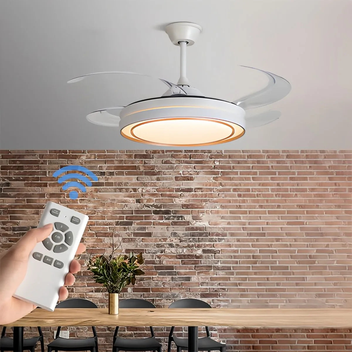 flairel Modern Round Ceiling Fan Light with Remote Control