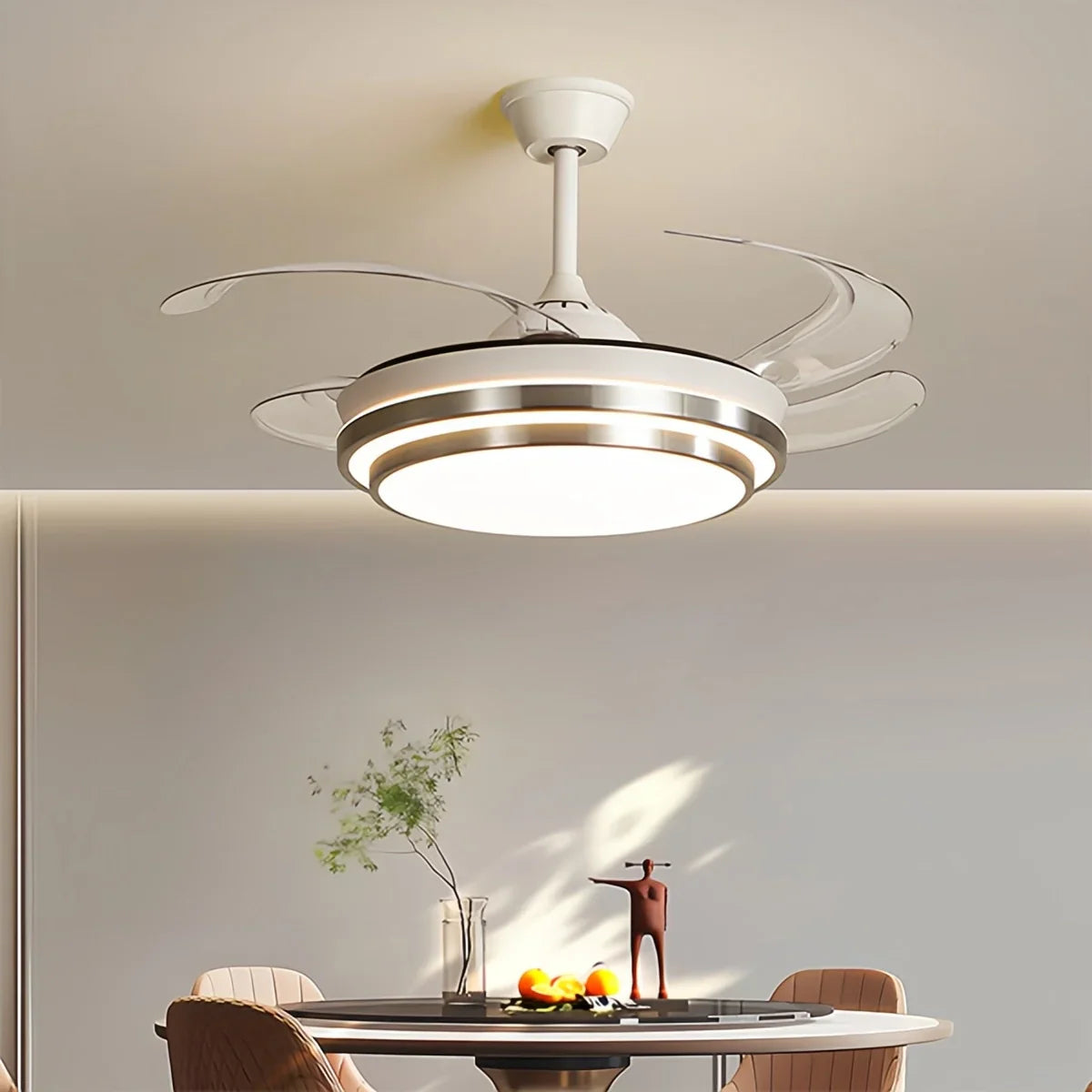 flairel Modern White Ceiling Fan with Light