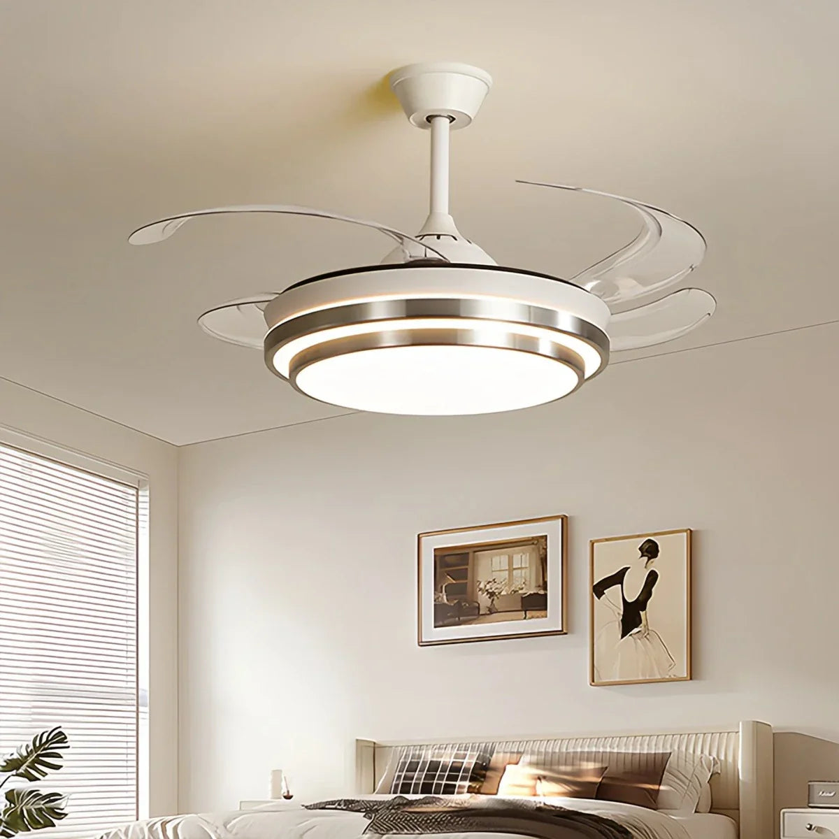 flairel Modern White Ceiling Fan with Light