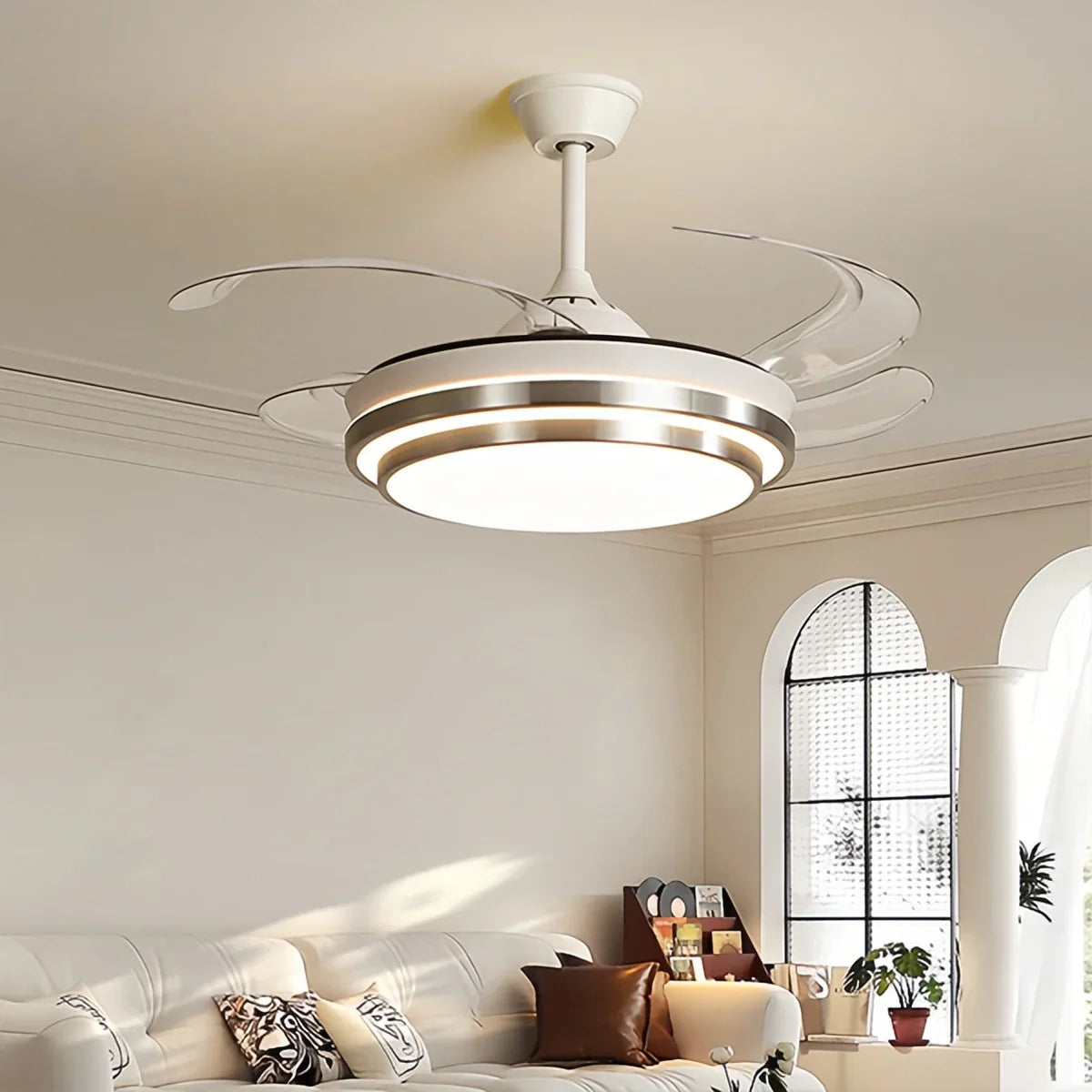 flairel Modern White Ceiling Fan with Light