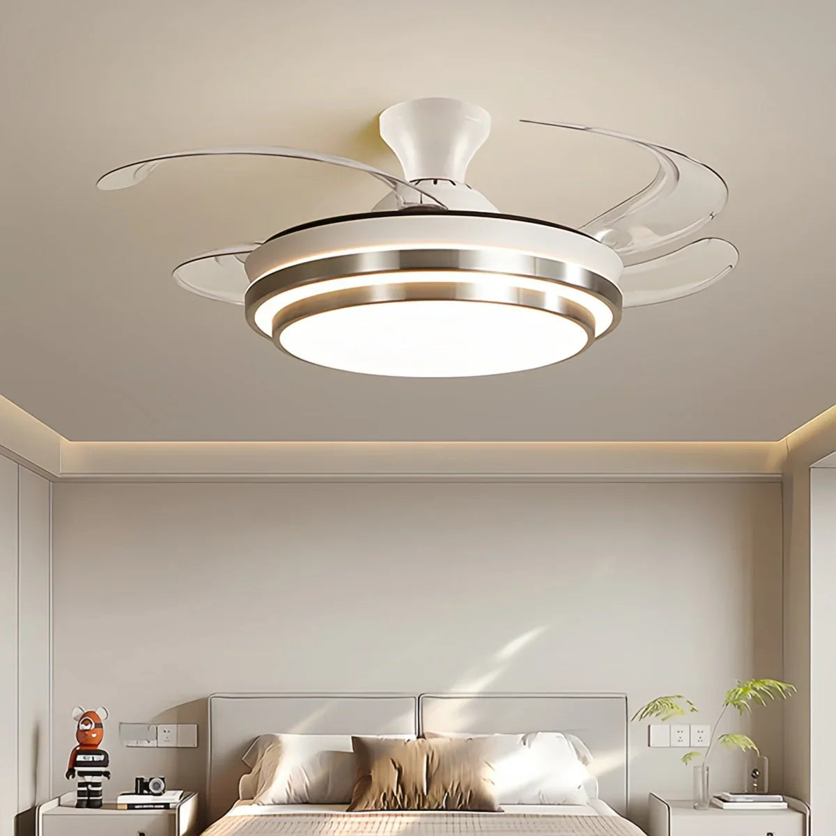 flairel Modern White Ceiling Fan with Light