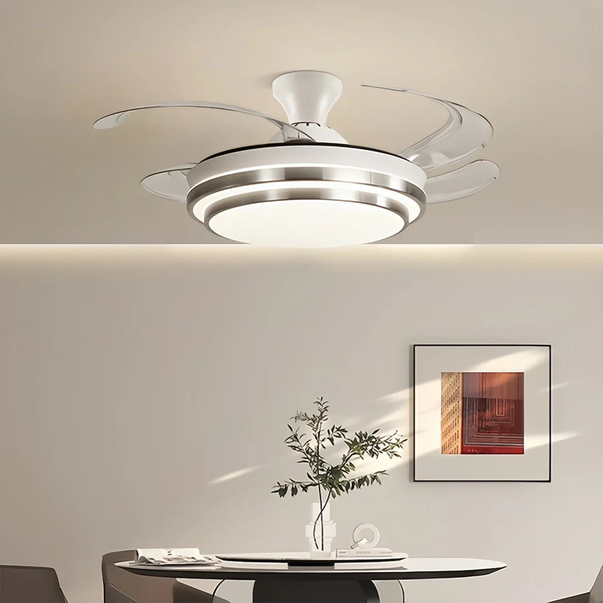 flairel Modern White Ceiling Fan with Light