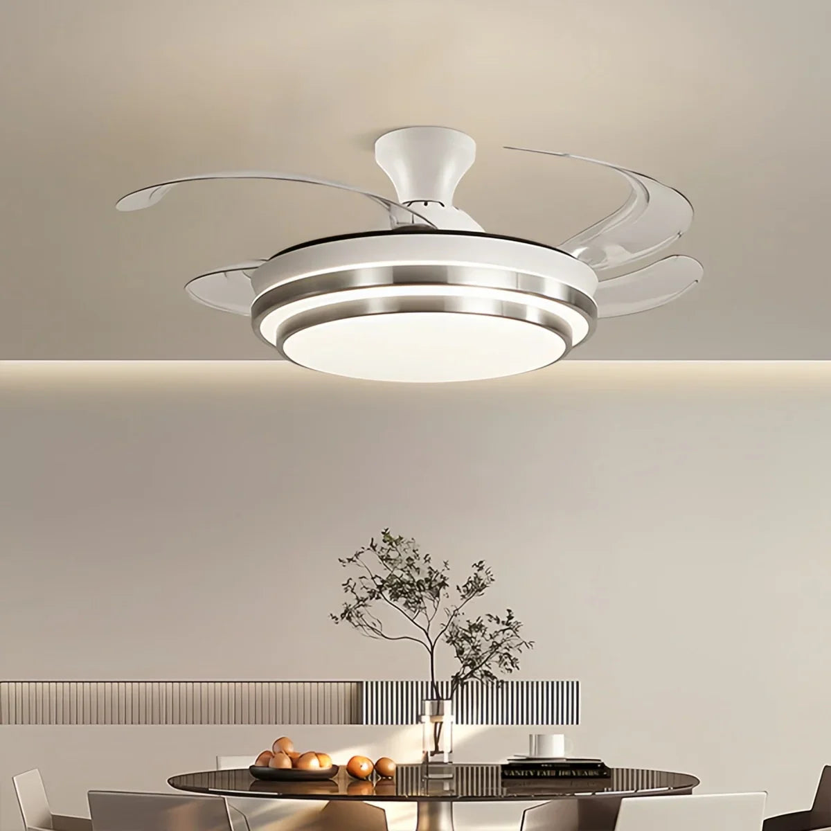 flairel Modern White Ceiling Fan with Light