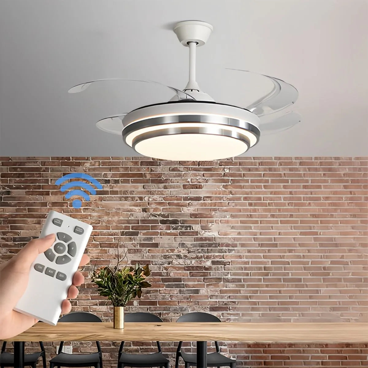 flairel Modern White Ceiling Fan with Light