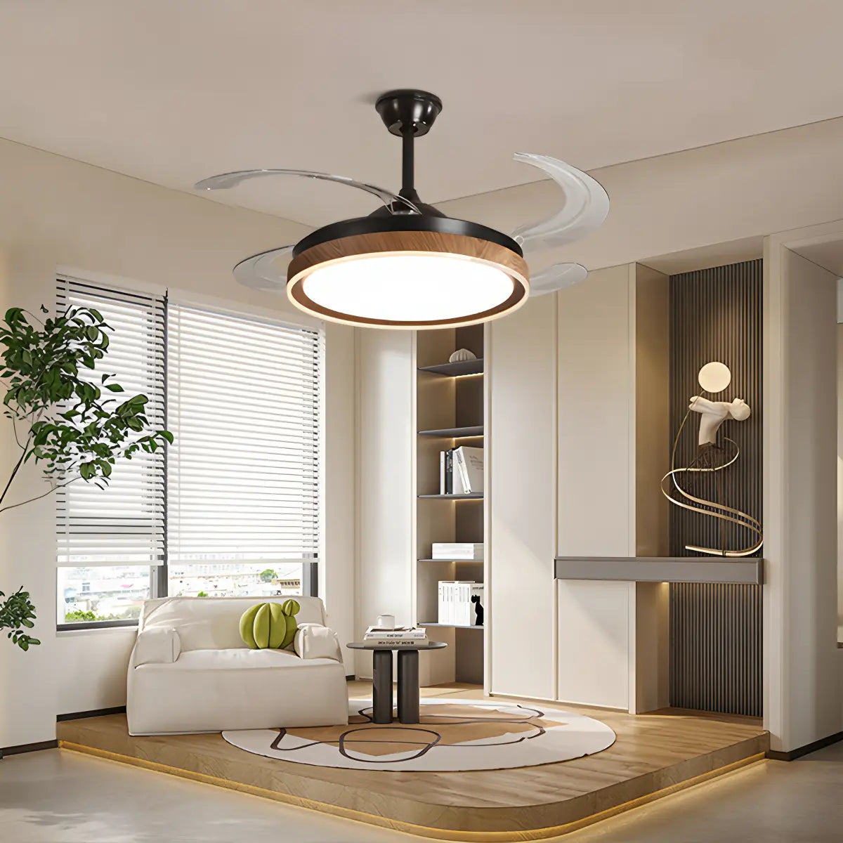 flairel Retractable Blade Ceiling Fan with Light
