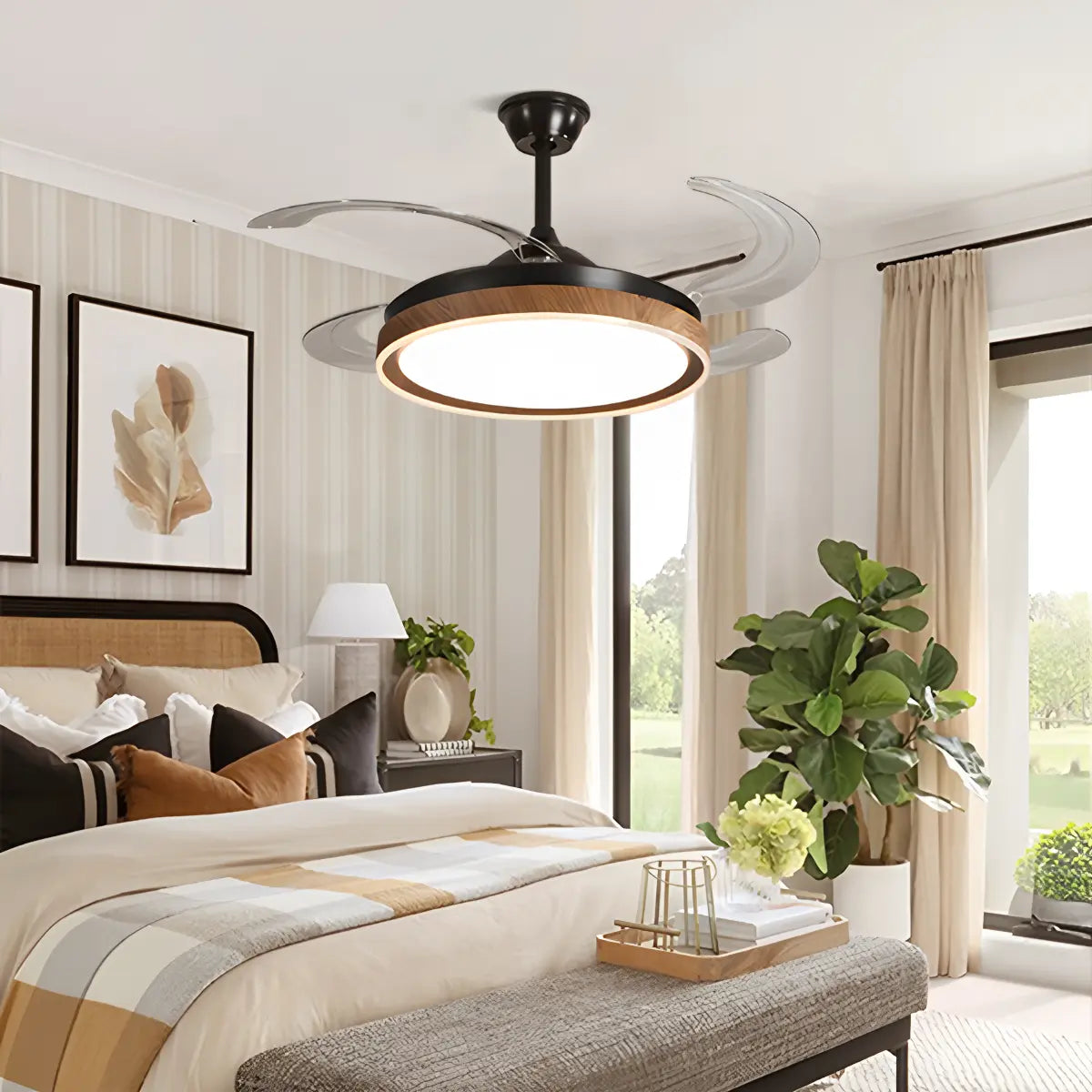 flairel Retractable Blade Ceiling Fan with Light