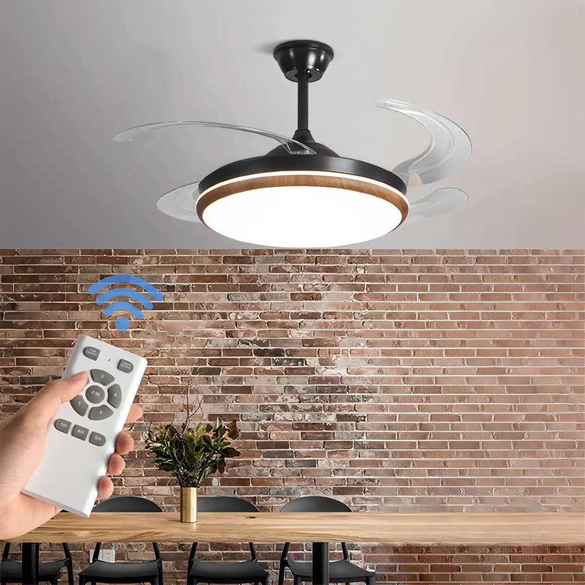 flairel Retractable Blade Ceiling Fan with Light